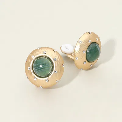 Fashnzfab Round Center Rhinestone Accent Clip On Earrings In Multi