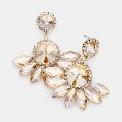 Fashnzfab Round Centered Marquise Stone Cluster Dangle Evening Earrings - Lt Col Topaz In Gold