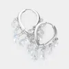 Fashnzfab Round Clear Stone Link Huggie Earrings - Rhodium In Silver