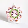 Fashnzfab Round Crystal Flower Stretch Ring In Multi