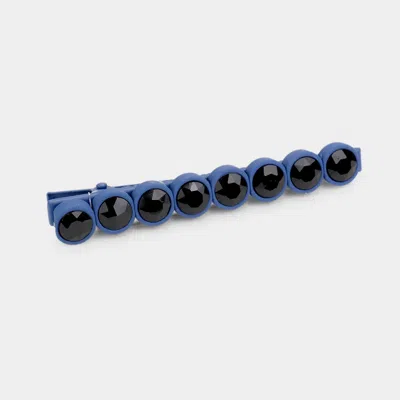 Fashnzfab Round Crystal Resin Alligator Snap Hair Clip In Blue