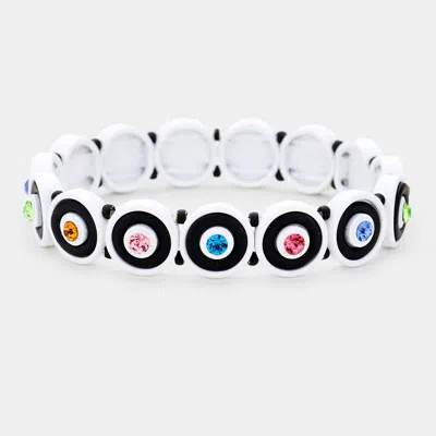 Fashnzfab Round Crystal Resin Stretch Bracelet Multi, White