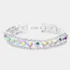 Fashnzfab Round Crystal Rhinestone Evening Bracelet Ab In Multi