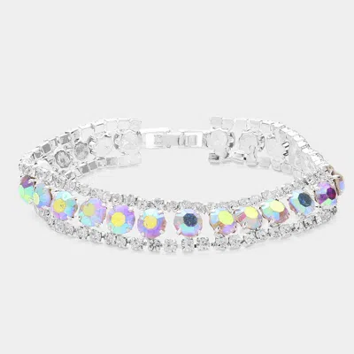 Fashnzfab Round Crystal Rhinestone Evening Bracelet Ab In Multi