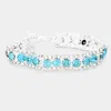 Fashnzfab Round Crystal Rhinestone Evening Bracelet Aqua In Blue