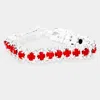 Fashnzfab Round Crystal Rhinestone Evening Bracelet Red In Red