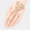 Fashnzfab Round Crystal Rhinestone Net Hand Chain Bracelet Gold In Multi