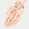 Fashnzfab Round Crystal Rhinestone Net Hand Chain Bracelet Gold In Gold