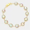 Fashnzfab Round Crystal Rhinestone Rosette Evening Bracelet Ab, Gold In Multi