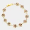 Fashnzfab Round Crystal Rhinestone Rosette Evening Bracelet Lt Col Topaz In Multi