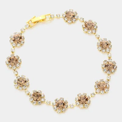 Fashnzfab Round Crystal Rhinestone Rosette Evening Bracelet Lt Col Topaz In Multi