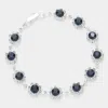 Fashnzfab Round Crystal Rhinestone Rosette Evening Bracelet Montana Blue In Multi
