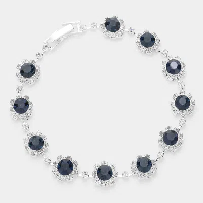Fashnzfab Round Crystal Rhinestone Rosette Evening Bracelet Montana Blue In Multi