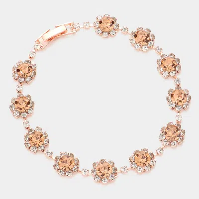 Fashnzfab Round Crystal Rhinestone Rosette Evening Bracelet In Multi