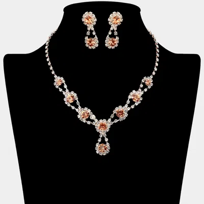 Fashnzfab Round Crystal Vine Rhinestone Bib Drop Necklace In Metallic