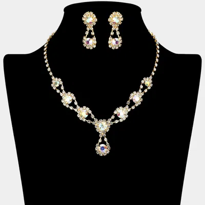 Fashnzfab Round Crystal Vine Rhinestone Bib Drop Necklace In Multi
