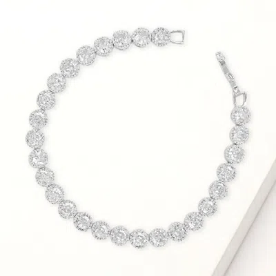 Fashnzfab Round Cut Cz Stone Tennis Bracelet Clear, Silver In Multi