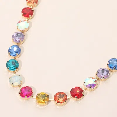Fashnzfab Round Cut Stone Cluster Link Evening Necklace In Multi