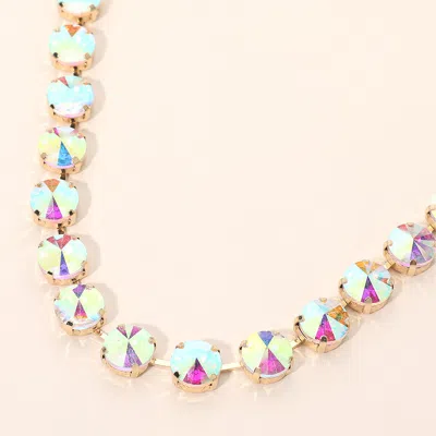 Fashnzfab Round Cut Stone Cluster Link Evening Necklace In Multi