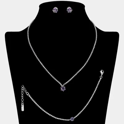 Fashnzfab Round Cz Stone Accent Rhinestone Paved Jewelry Set In Black