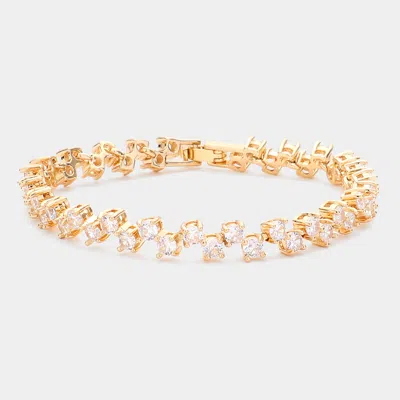 Fashnzfab Round Cz Stone Evening Bracelet Gold
