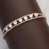 Fashnzfab Round Cz Stone Paved Evening Bracelet Clear, Gold In Multi