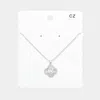 Fashnzfab Round Cz Stone Pointed Quatrefoil Pendant Necklace In Metallic