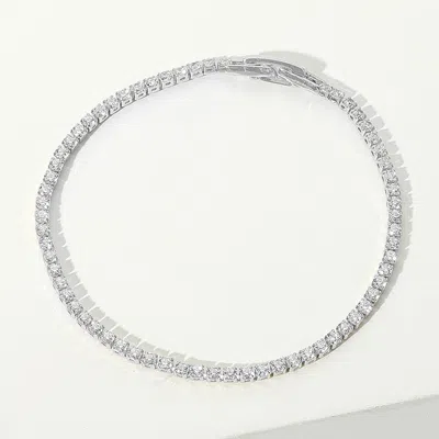 Fashnzfab Round Cz Stone Tennis Chain Evening Bracelet Clear, Silver In Multi