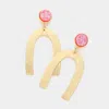 Fashnzfab Round Druzy Scratched Metal Arch Link Dangle Earrings - Fuchsia In Gray