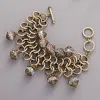 Fashnzfab Round Faceted Stone Pendant Embellished Chunky Chain Toggle Bracelet Gold Burnished In Multi