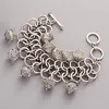 Fashnzfab Round Faceted Stone Pendant Embellished Chunky Chain Toggle Bracelet In Multi