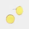 Fashnzfab Round Faux Druzy Stone Stud Earrings - Gold, Lime In Yellow