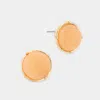 Fashnzfab Round Faux Druzy Stone Stud Earrings - Gold, Peach In Brown
