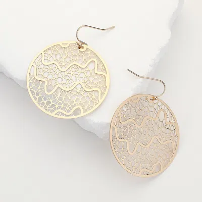 Fashnzfab Round Filigree Dangle Earrings In Gold