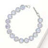 Fashnzfab Round Halo Cz Stone Link Bracelet Ab, Silver In Multi