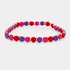 Fashnzfab Round Lego Color Blocknstretch Bracelet Burgundy, Gold In Multi