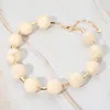 Fashnzfab Round Marble Ball Wire Beaded Statement Necklace In Multi