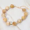 Fashnzfab Round Marble Ball Wire Beaded Statement Necklace In Sand