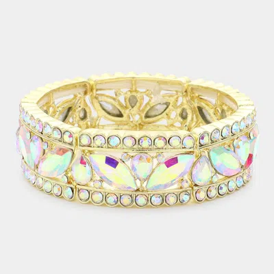Fashnzfab Round Marquise Stone Accented Stretch Evening Bracelet In Multi
