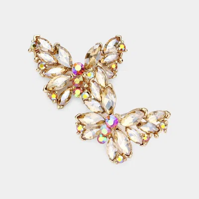 Fashnzfab Round Marquise Stone Cluster Butterfly Evening Earrings - Lt Col Topaz In Multi