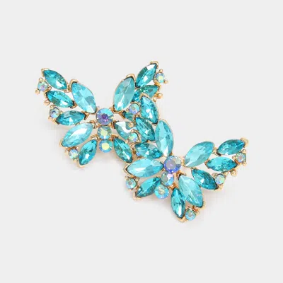 Fashnzfab Round Marquise Stone Cluster Butterfly Evening Earrings In Blue