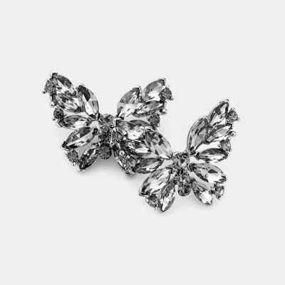 Fashnzfab Round Marquise Stone Cluster Butterfly Evening Earrings In Multi