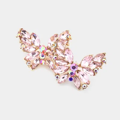 Fashnzfab Round Marquise Stone Cluster Butterfly Evening Earrings In Pink