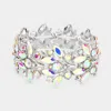 Fashnzfab Round Marquise Stone Cluster Stretch Evening Bracelet Ab, Silver In Multi