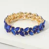 Fashnzfab Round Marquise Stone Cluster Stretch Evening Bracelet Gold, Sapphire In Multi
