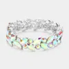 Fashnzfab Round Marquise Stone Cluster Stretch Evening Bracelet In Multi