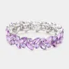 Fashnzfab Round Marquise Stone Cluster Stretch Evening Bracelet Violet In Purple