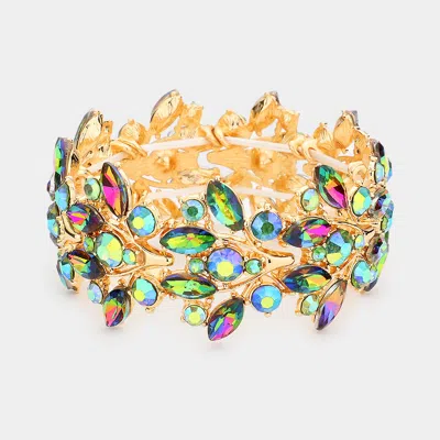 Fashnzfab Round Marquise Stone Cluster Stretch Evening Bracelet Vitrail Medium In Multi