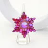 Fashnzfab Round Marquise Stone Embellished Snowflake Stretch Ring In Purple