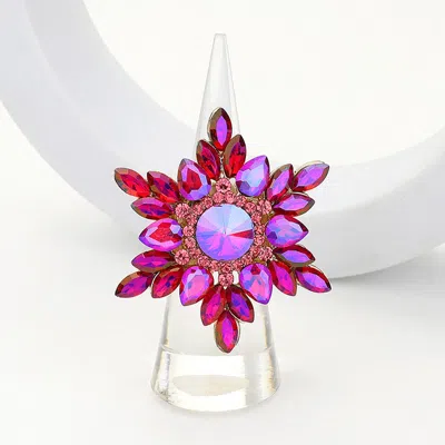 Fashnzfab Round Marquise Stone Embellished Snowflake Stretch Ring In Purple